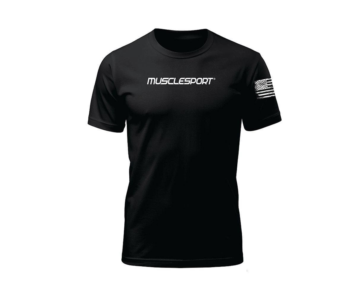 Official Musclesport T-Shirt - Work Hustle Dominate - Black