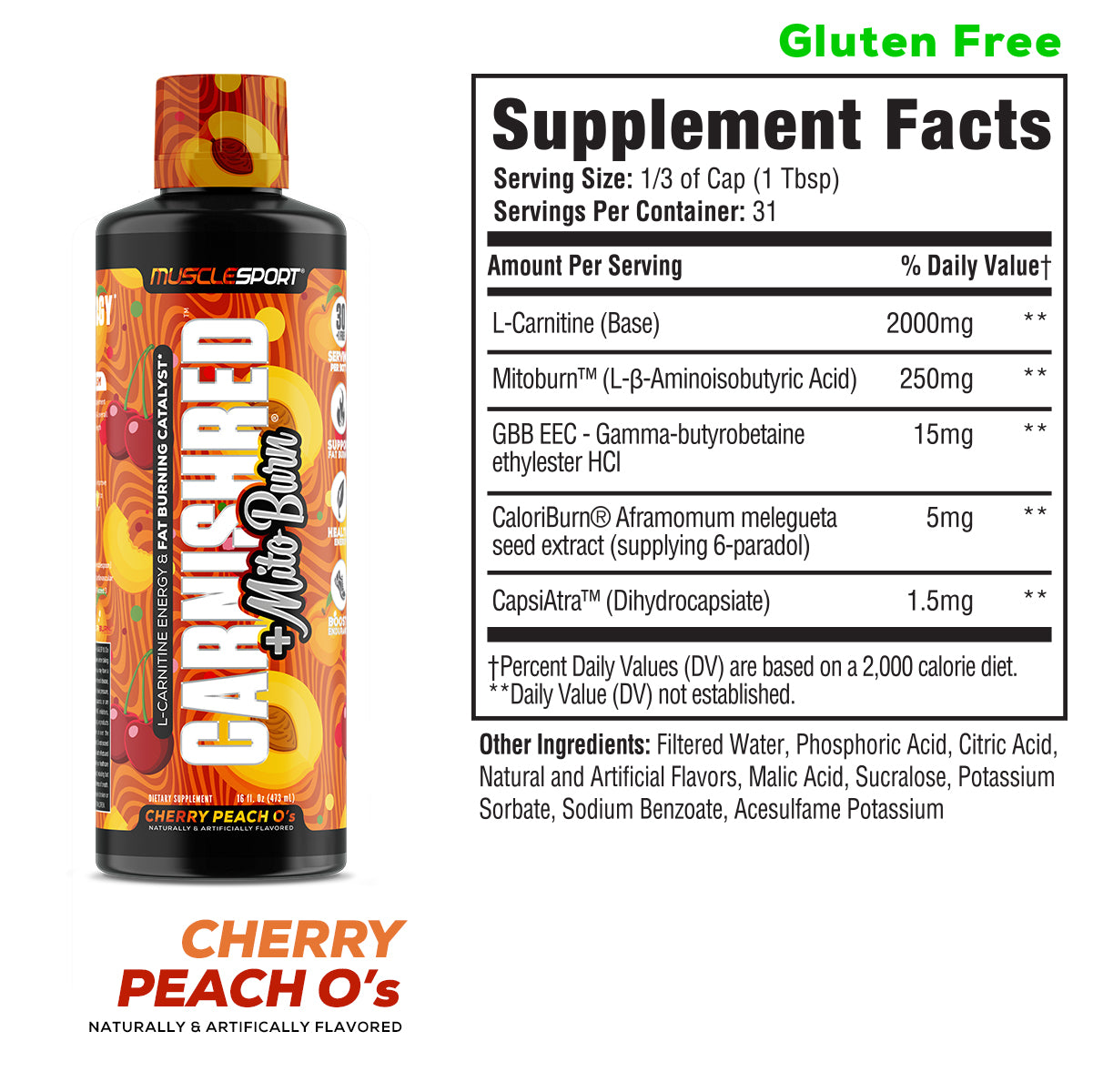 CarniShred®+ Mitoburn® 16oz Liquid - Non Stim Metabolism Support, - Workout Catalyst