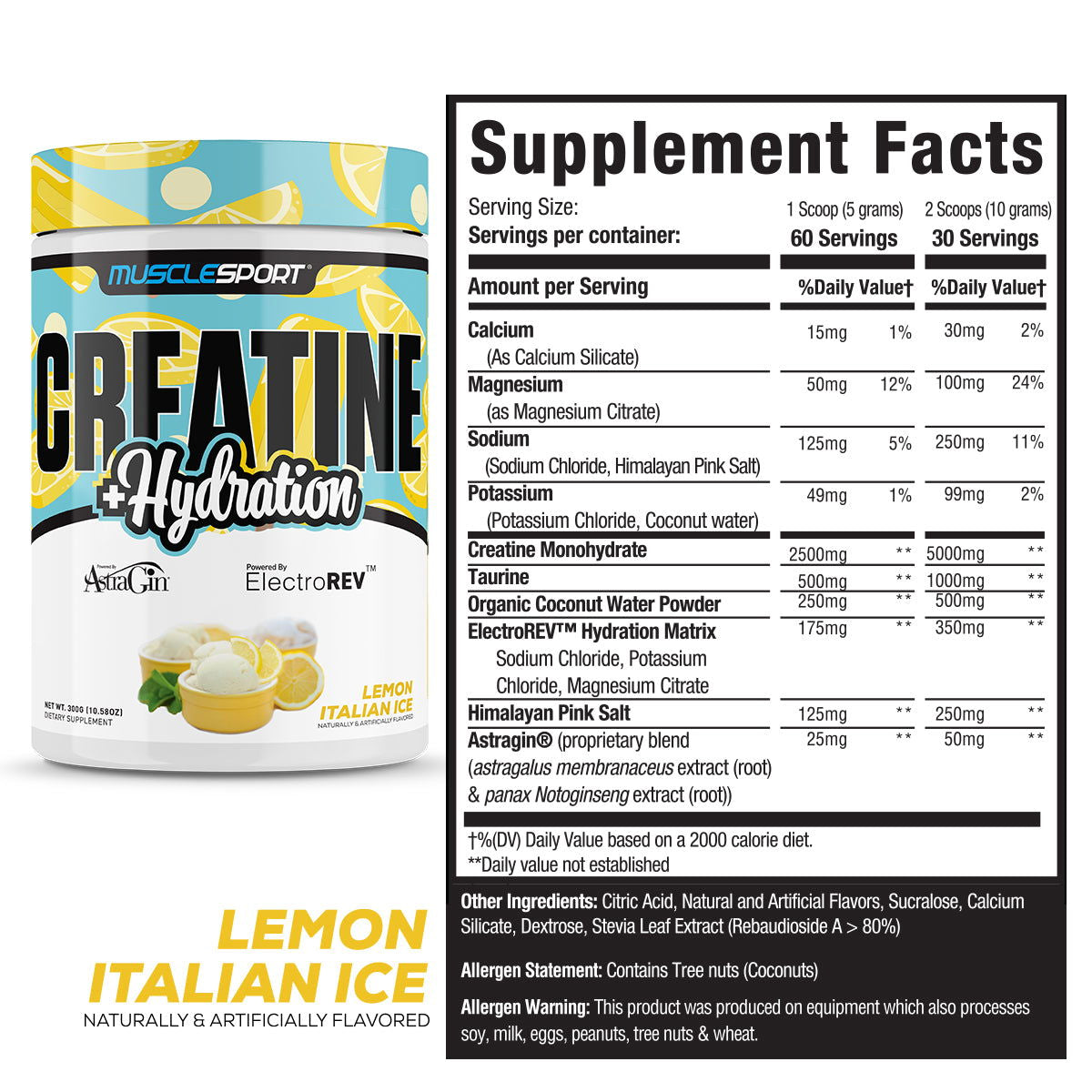 Creatine + Hydration™ 300 Grams - Musclesport®