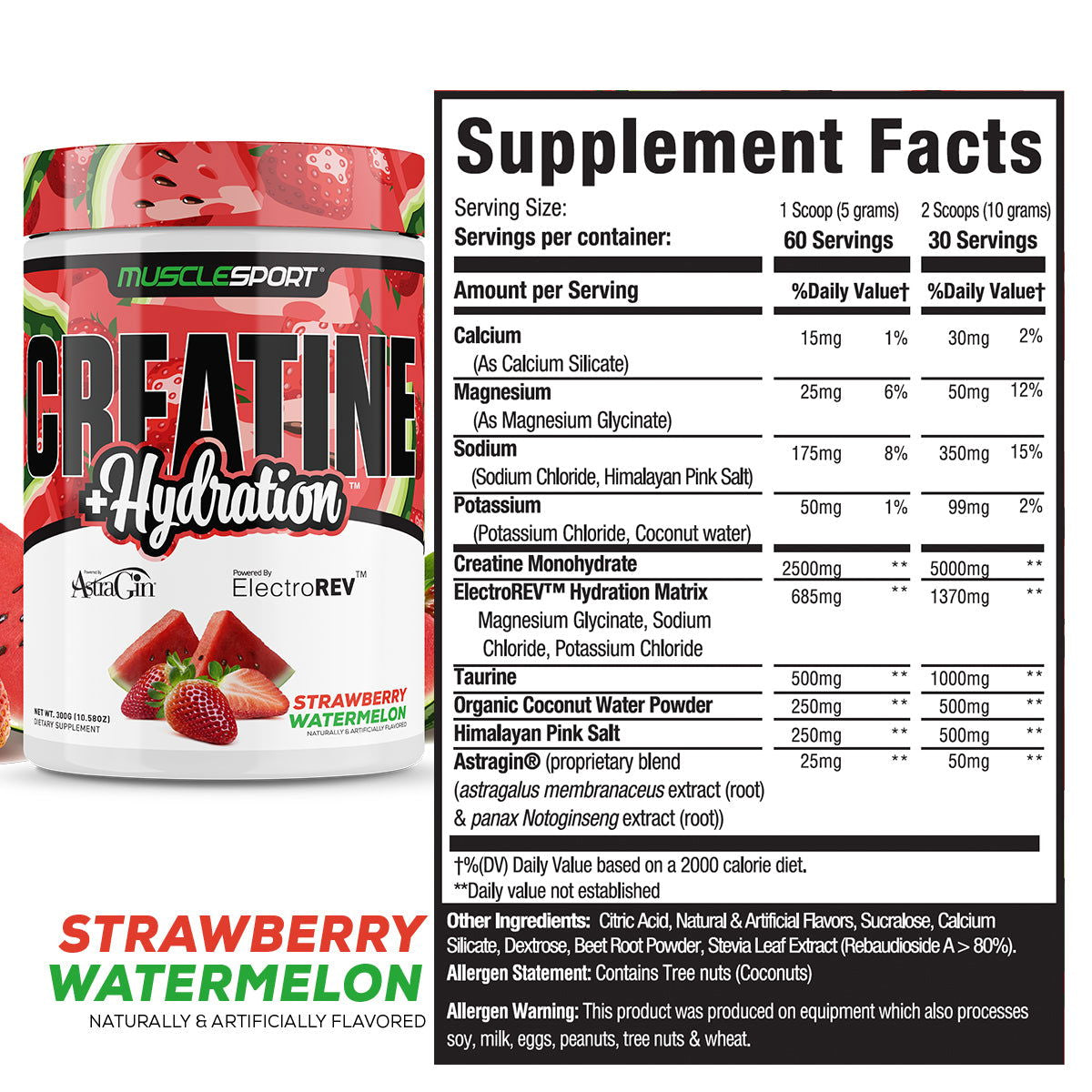 Creatine + Hydration™ 300 Grams - Musclesport®
