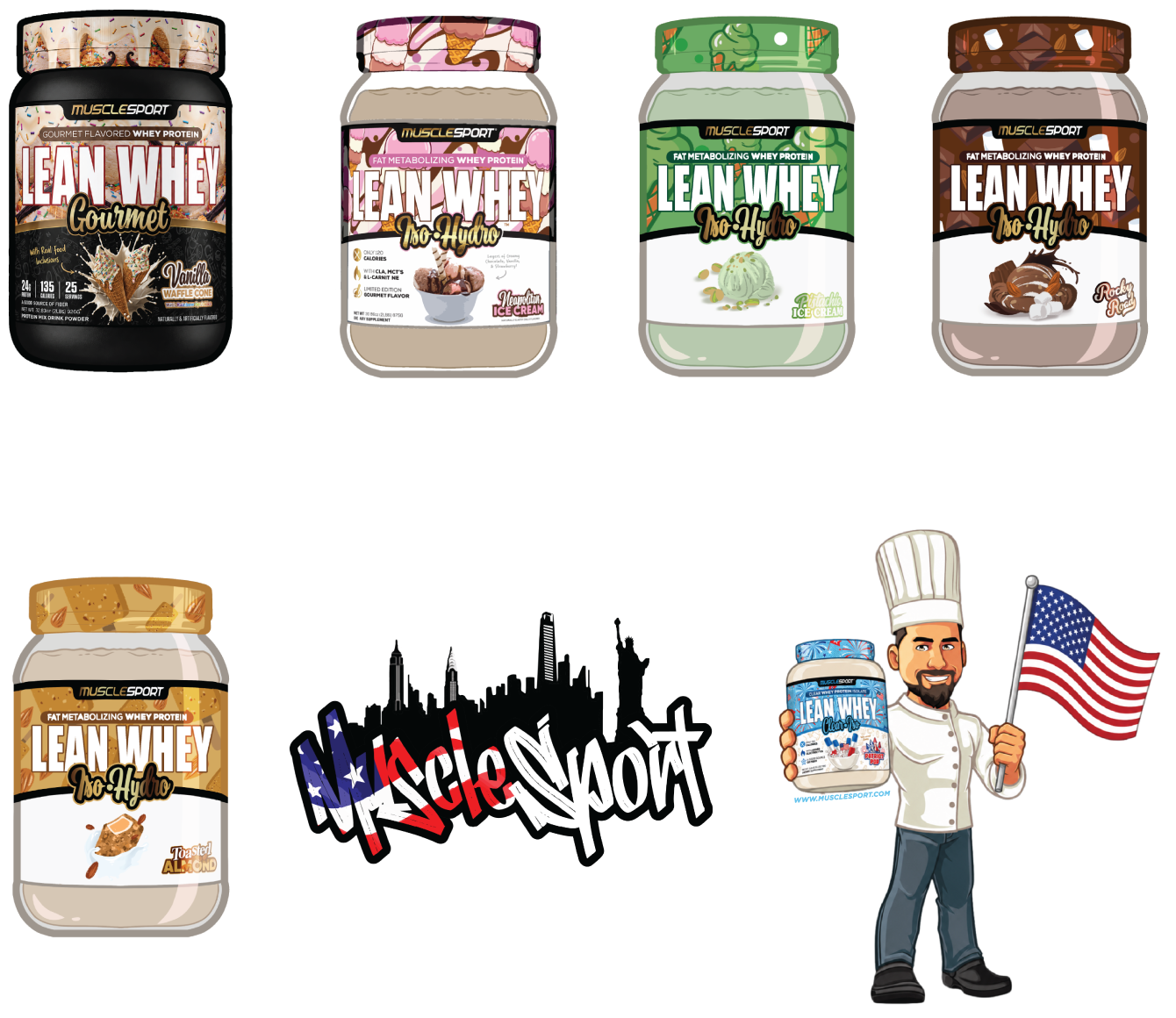 Musclesport Sports Sticker Pack - 7 Total Stickers