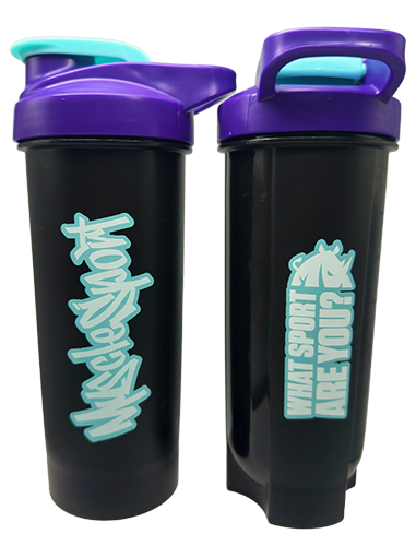 Official Musclesport Graffiti Transparent Black/ Blue Hook-Shaker 28oz