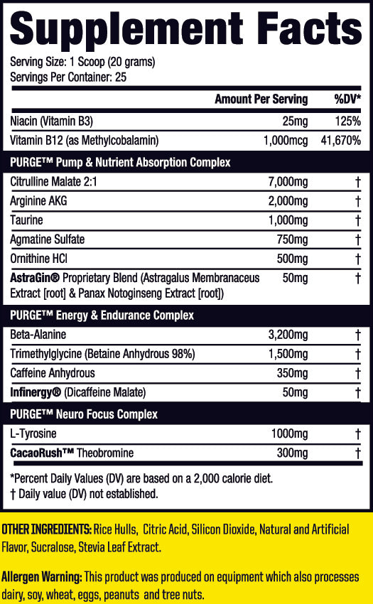 Purge PreV2 Preworkout - NEW Formula - Performance Preworkout 25 Servings