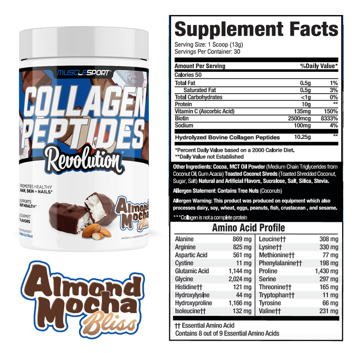 Collagen Peptides Almond Mocha Bliss Supplement Facts