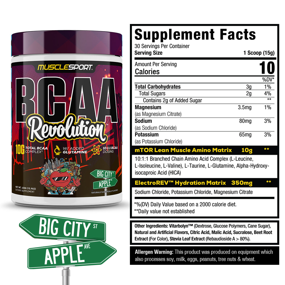 BCAA Revolution Big City Apple Supplement Facts