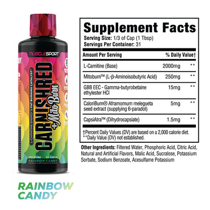 muscle sport l carnitine MuscleSport CarniShred + MItoburn Liquid | Tangy Orange