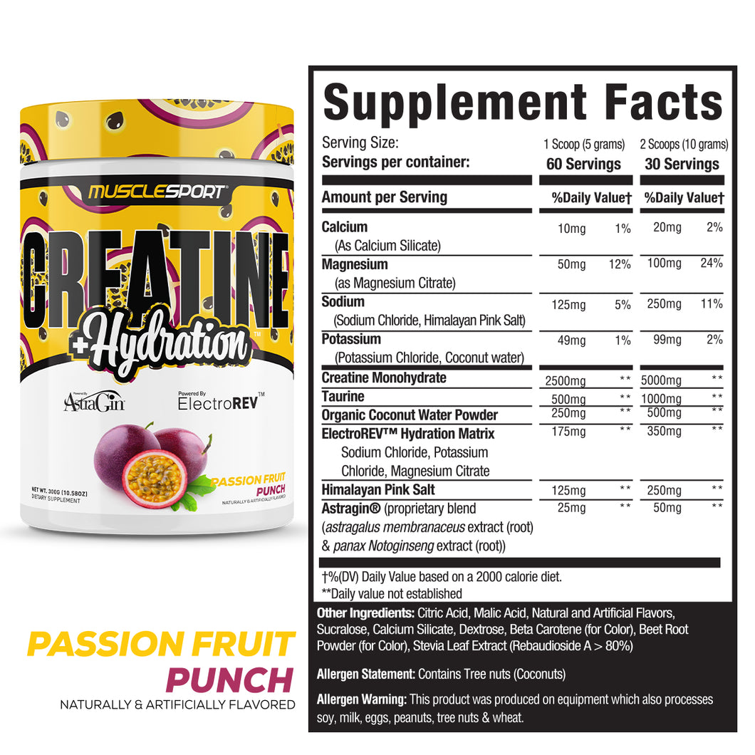 Muscle Sport Creatine Hydration Passion Fruit Punch Supplement