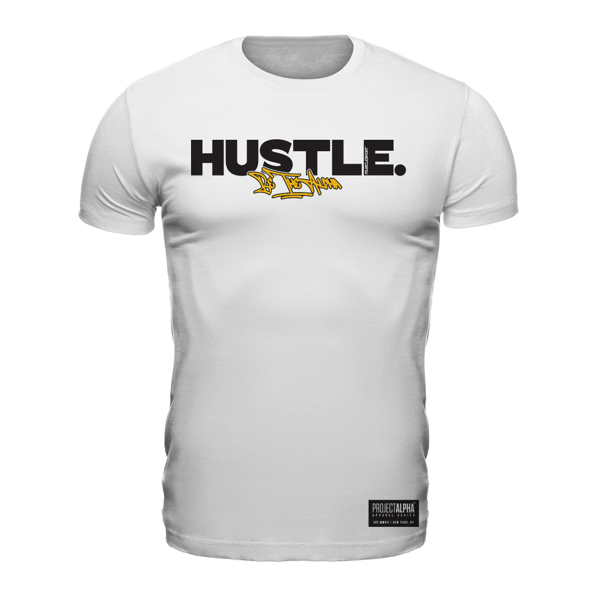 $5 Off - Be The Alpha "HUSTLE" T-Shirt Scallop Cut / Glacier - Musclesport® - Apparel