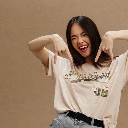 Musclesport Baseball Camo Logo T-Shirt - Tan