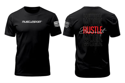 Official Musclesport T-Shirt - Work Hustle Dominate - Black