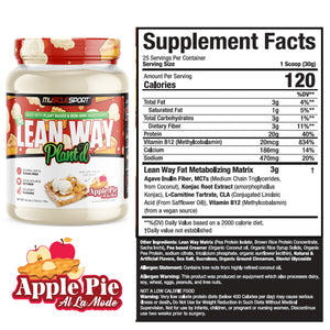 Apple Pie Plant'd Lean Whey Supplement Facts