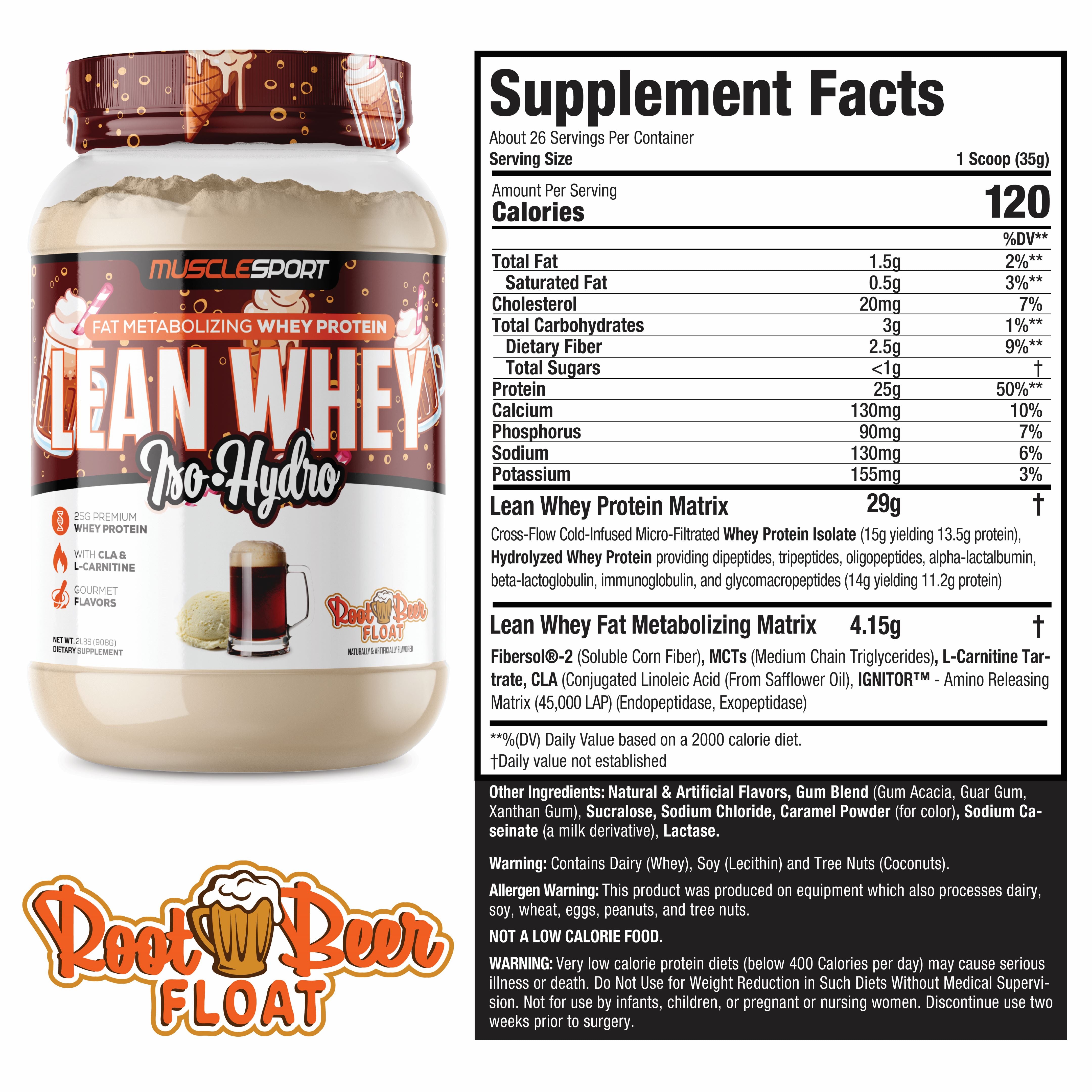 Root Beer Float Lean Whey Supplement Facts