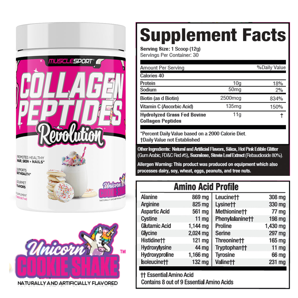 Collagen Peptides Unicorn Shake Supplement Facts