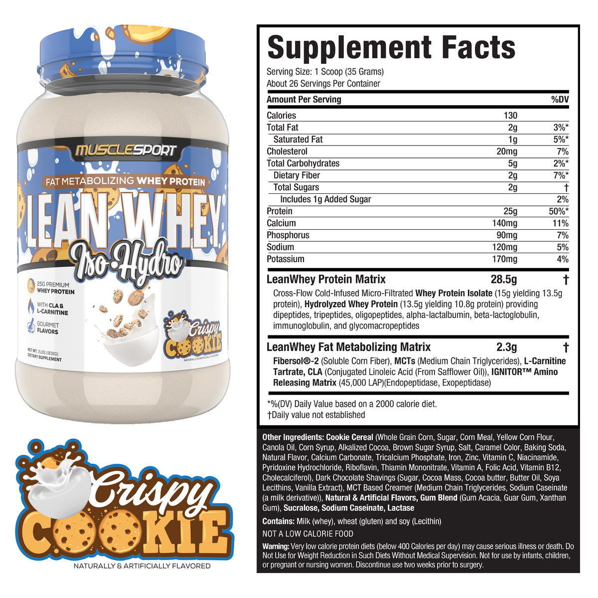 Crispy Cookie Lean Whey Supplement Facts