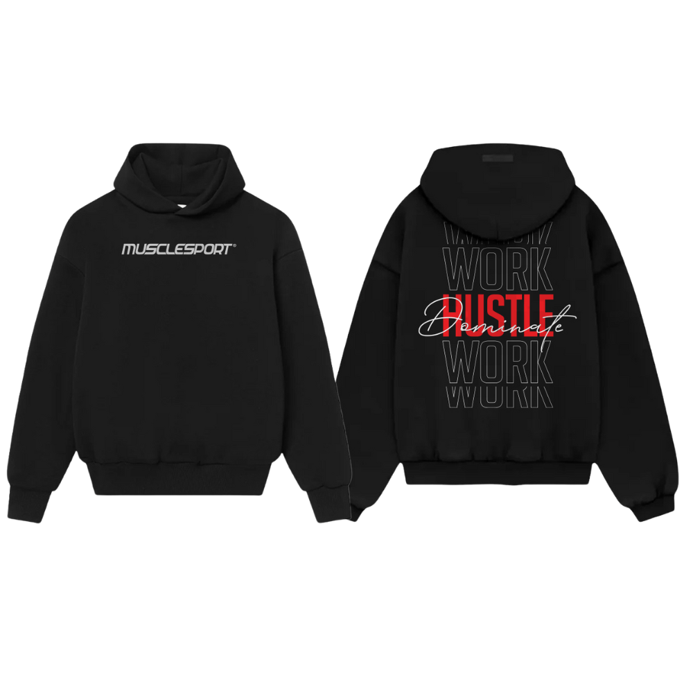 Official Musclesport Hoodie - Work Hustle Dominate - Black