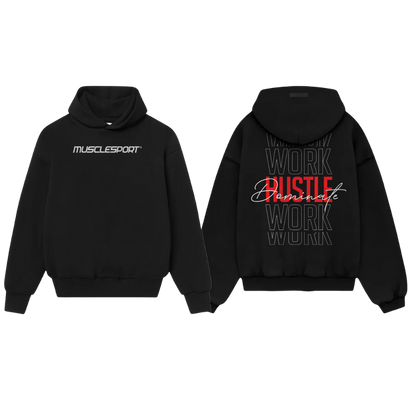 Official Musclesport Hoodie - Work Hustle Dominate - Black