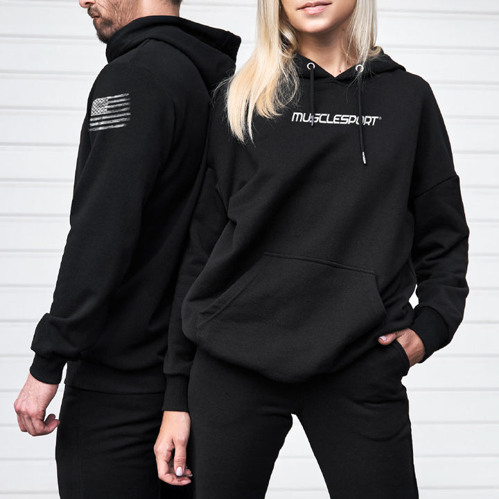 Official Musclesport Hoodie - Work Hustle Dominate - Black