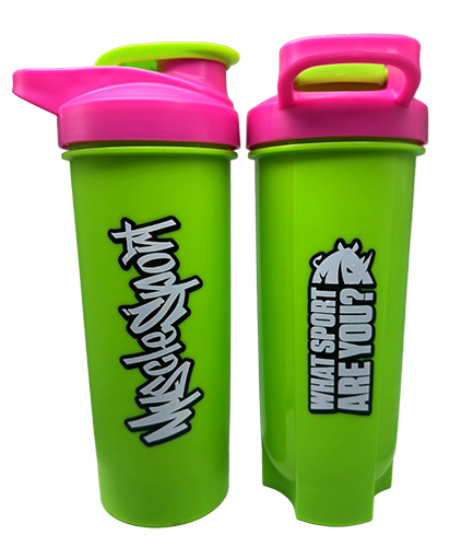 Official Musclesport Graffiti Solid Green/ Pink Lid -Shaker 28oz