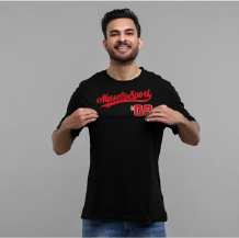 Musclesport Baseball Red & White Logo T-Shirt - Black