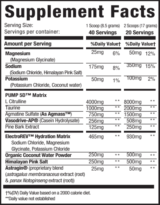 Pump + Hydration Non Stim Pre-workout - 40 Servings